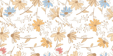 Lovely and Beautiful Spring Flowers Pattern for Fabric, Wallpaper, and More