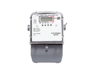 Fototapeta premium Digital Electricity Meter Isolated on White Background