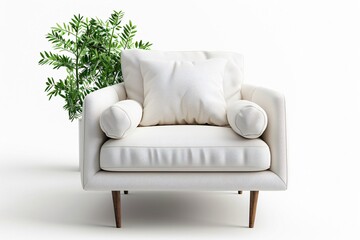 White chair plant background