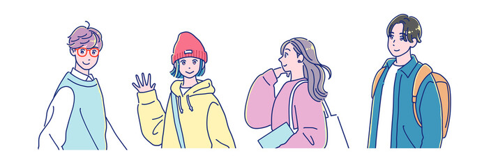 アニメ風の男女4人