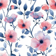 Soft Watercolor Floral Pattern for Spring and Summer

