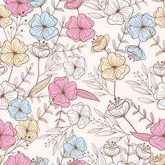 Lovely and Beautiful Spring Flowers Pattern for Fabric, Wallpaper, and More