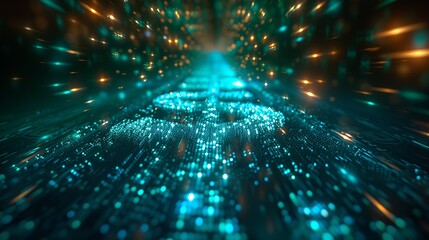 Abstract rays of light emerging from a central dollar sign, radiating success and wealth. Minimal and Simple style