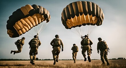 Many parachute soldiers.