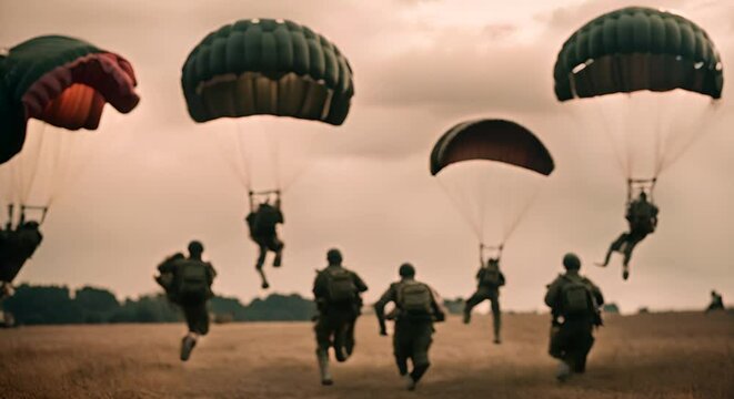 Many parachute soldiers.