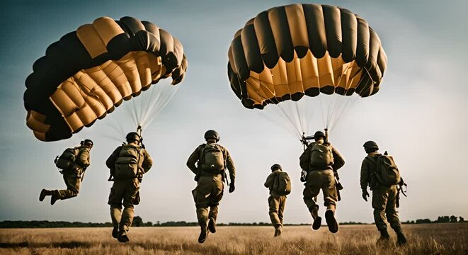 Many parachute soldiers.