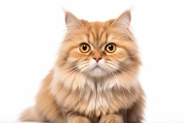 Fototapeta premium Portrait of a cute british longhair cat isolated on white background