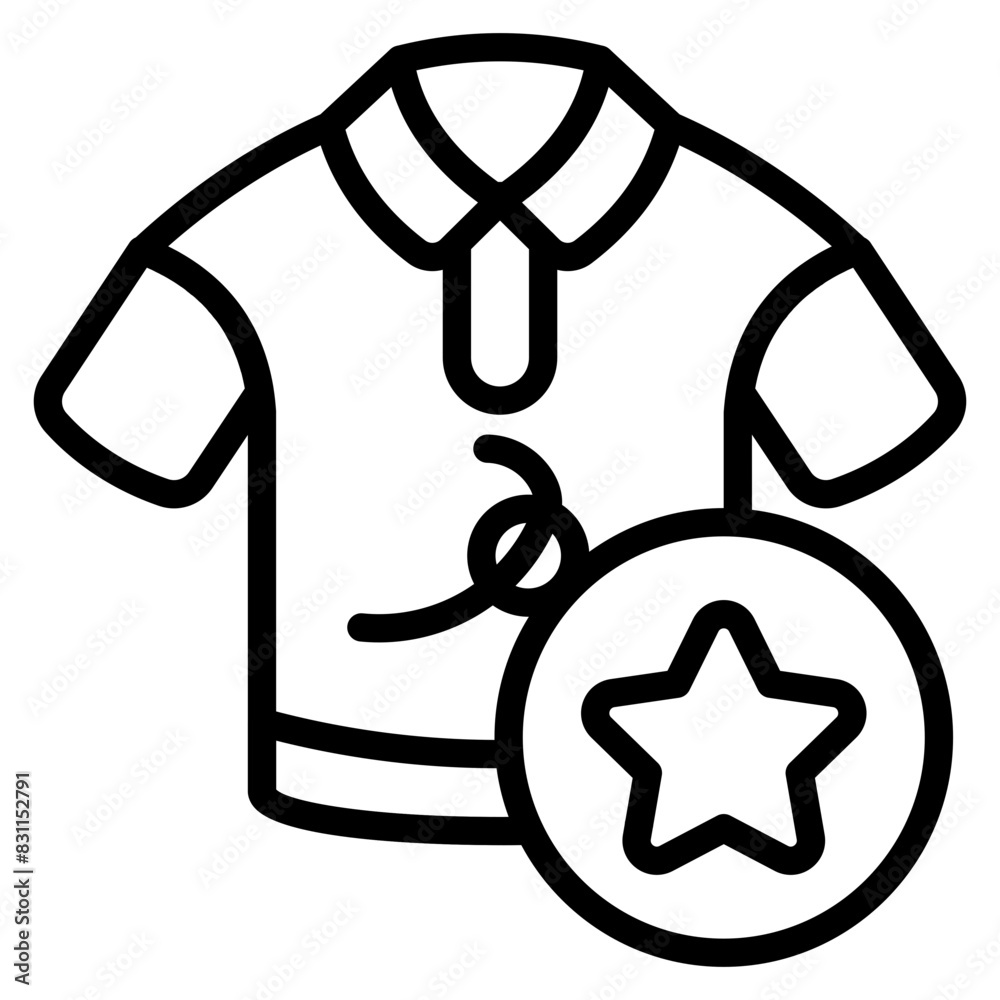 Sticker Menswear shirt, linear design icon of sports shirt

