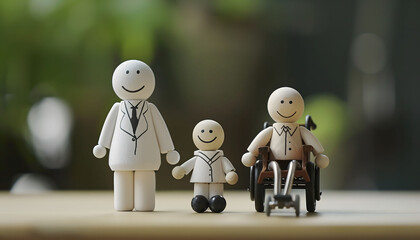 Obraz premium Wooden Dolls of Smiling Doctor and Patients