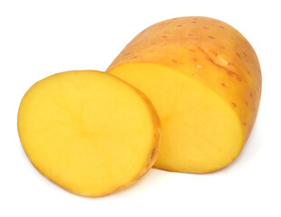Sliced potatoes isolated on white background