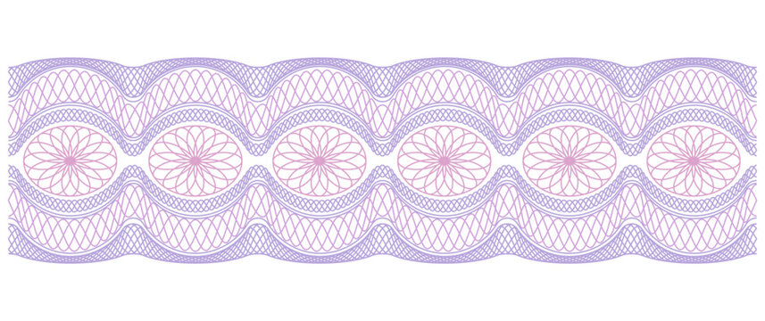 A purple guilloche border.