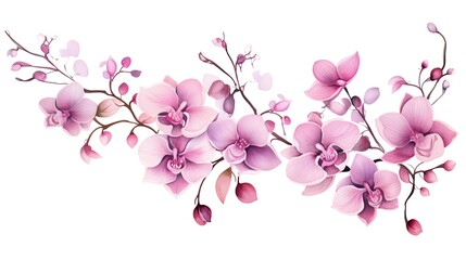 Orchid, Watercolor Floral Border, watercolor illustration, isolated on white background
