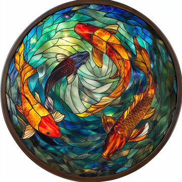 stained glass koi fish