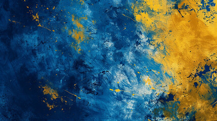 Abstract blue and yellow vintage style background, painterly grunge texture with washed out colors