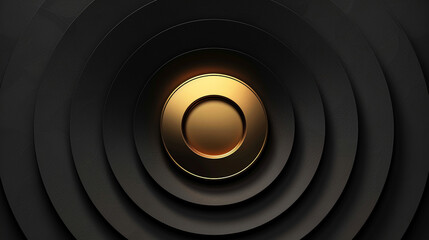 Abstract black and gold background design with concentric circles for wallpaper or website layout