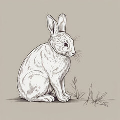 Fototapeta premium white rabbit on a black background