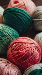 Colorful Yarn Balls - Pink and Green Wool