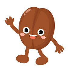 Funny coffee bean cartoon, Character bean