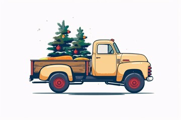 a truck with a christmas tree