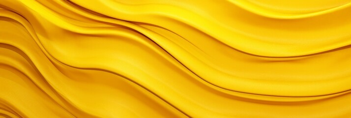 Fototapeta premium banner Abstract yellow texture with smooth, flowing patterns resembling waves of paint,horizontal foto. Modern art, vibrant design, fluid motion, monochromatic palette, artistic expression