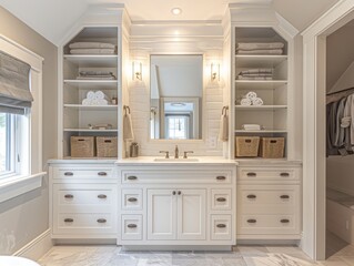 Fototapeta premium Integrated Storage Solutions with Hidden and Mirrored Cabinets