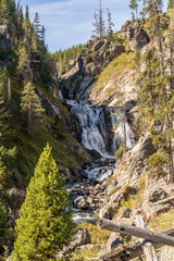 Mystic Falls on the Firehole River in Yellowstone National Park in Wyoming on a sunny fall day