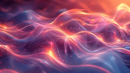 Obraz premium A visually dynamic background with glossy, multifaceted shapes, luminous circles, and flowing lines, evoking a sense of digital energy. Minimal and Simple style