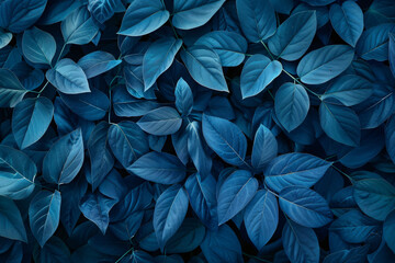 Dark blue leaves background, top view. A large number of dark green and purple leaves form an abstract pattern on the ground. - Powered by Adobe