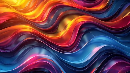 A dynamic, abstract background with glossy geometric patterns, vibrant circular elements, and winding curve lines in a blend of vibrant colors. Minimal and Simple style