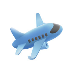 Airplane 3d Icon. Time to Travel Concept. Vector Illustration.