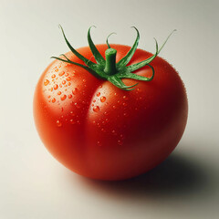 Eine rote saftige Tomate mit Wasserperlen