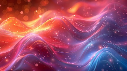 Fototapeta premium An eye-catching background with shiny, multifaceted shapes, luminous circles, and softly sweeping lines in a spectrum of vivid colors. Minimal and Simple style