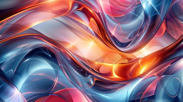 An abstract digital background filled with shiny, irregular shapes, radiant circles, and flowing lines that intersect in complex patterns. Minimal and Simple style