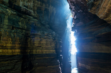 Sunrays in Gupteshwor Mahadev Cave in Pokhara, Nepal