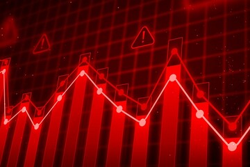 Financial crisis with falling down chart. Red falling graph background, perfect for finance news, investments, stock market
