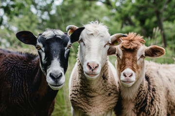 Goats walking through the farm fields