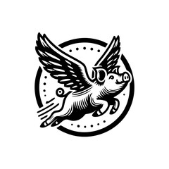 flying pig logo design, hog logo design