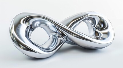 Fototapeta premium futuristic abstract metallic squiggle line shape isolated on white artistic 3d rendering