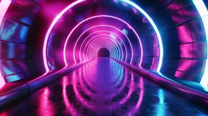 Naklejka premium futuristic colorful tunnel abstract scifi background 3d illustration