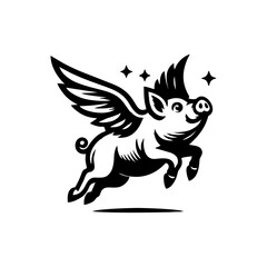 Obraz premium flying pig logo design, hog logo design