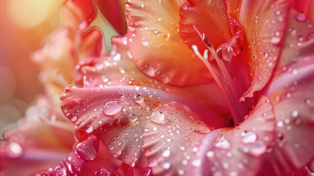 Close-up of a flower in drops of water. Selective focus.