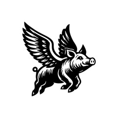 flying pig logo design, hog logo design