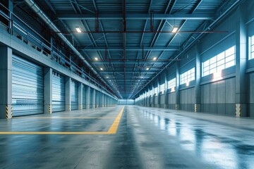 Modern logistics warehouse building structure, AI generated