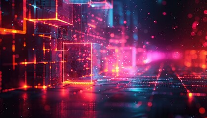 Obraz premium A colorful background with squares and triangles and a few circles by AI generated image