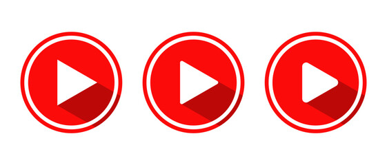 Play button icon with long shadow. Video player app concept