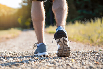 legs of a man running on the road, running in the street