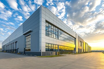 Fototapeta premium Modern logistics warehouse building structure, AI generated