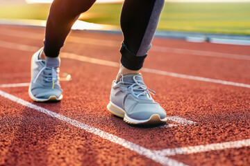 runners running on the track, leg of a runner