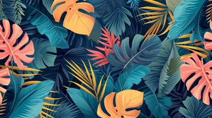 multi colored tropical leaves summer background