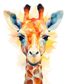 Vibrant Giraffe in Stylized Savanna Landscape